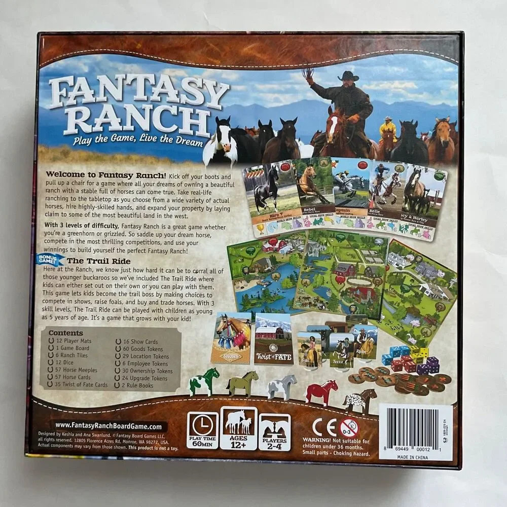 Fantasy Ranch Live The Dream Trail Ride Board Game Horses Ranching 100% COMPLETE
